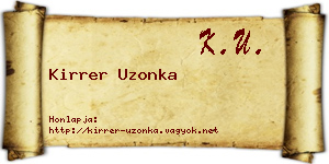 Kirrer Uzonka névjegykártya